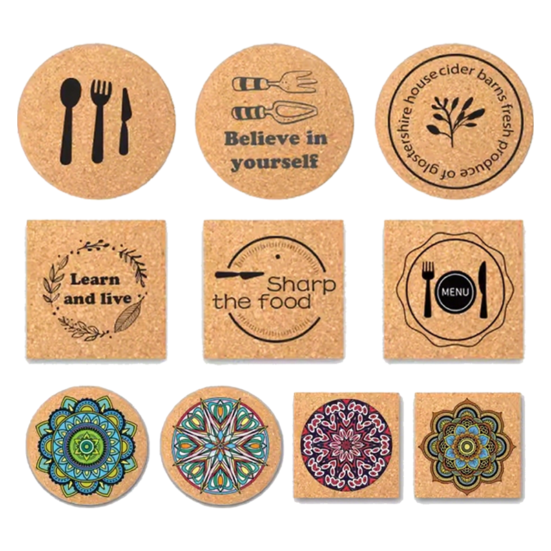 Custom Shaped Cork Coasters Absorbent Heat Resistant for Home Business Use HLCOA1003